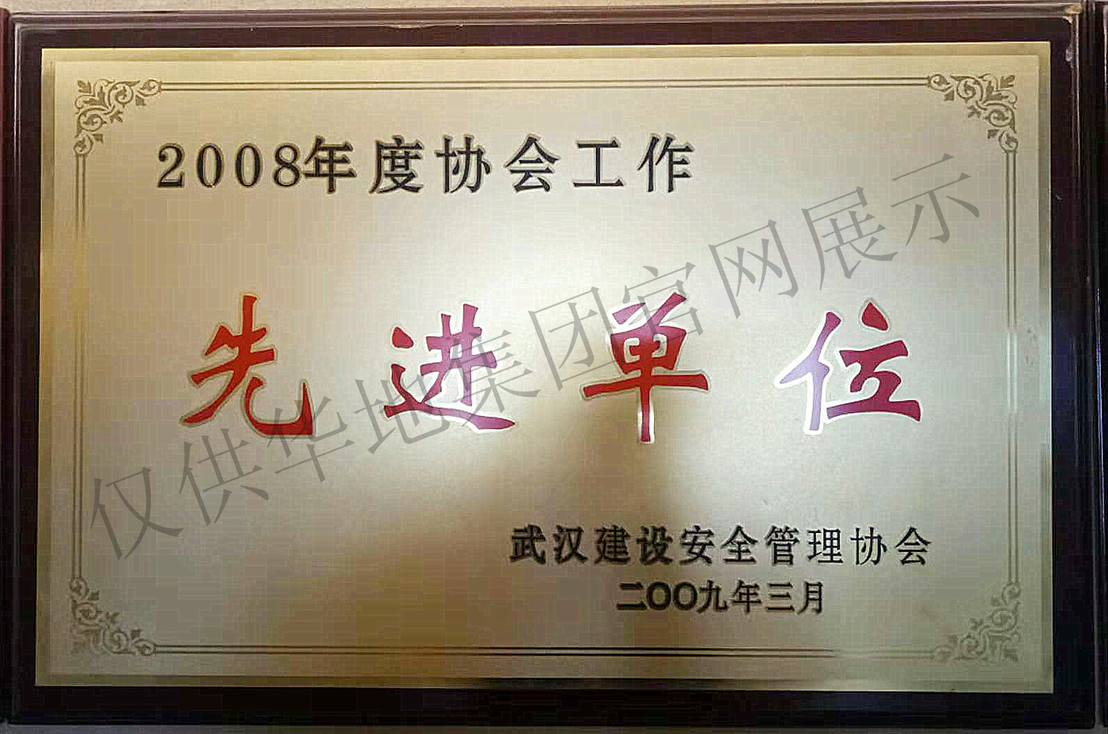  武汉建设安全管理协会2008年度协会工作“先进单位”